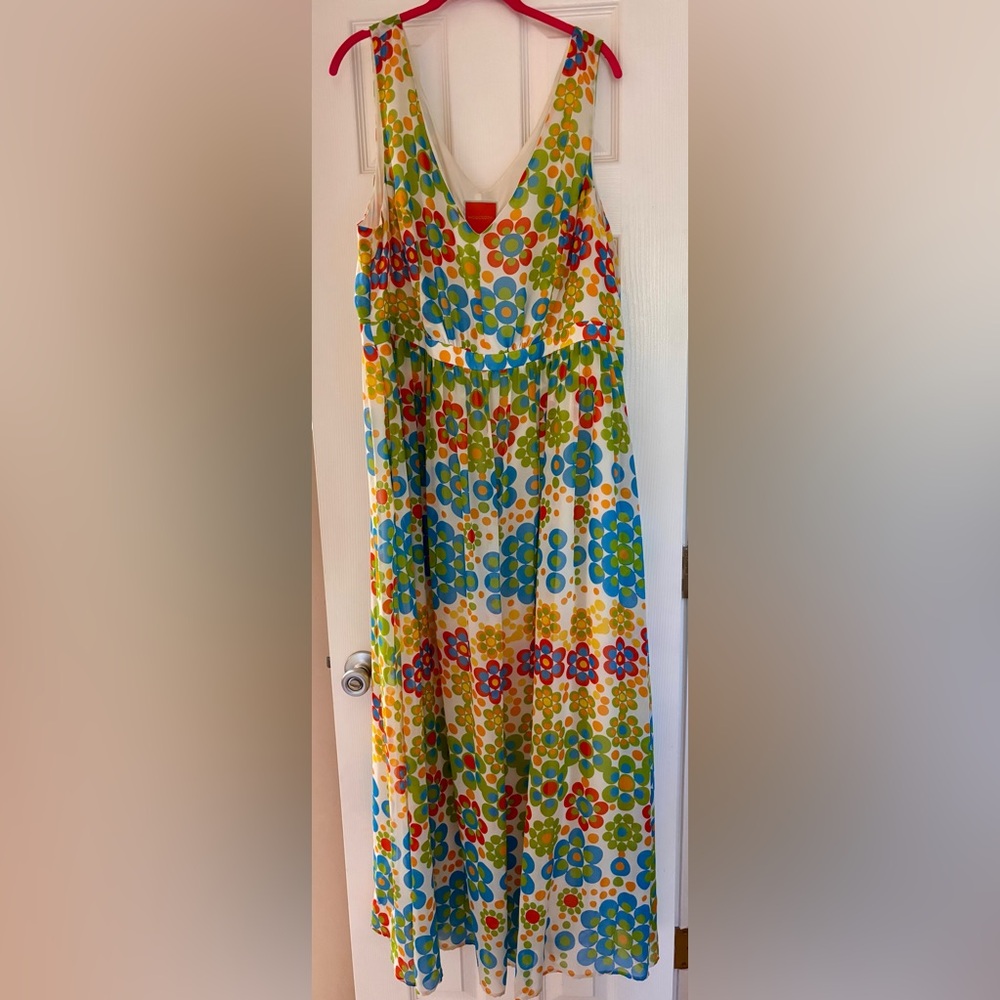 ModCloth Floral Maxi Dress in White, Blue, Green, Yellow, Red